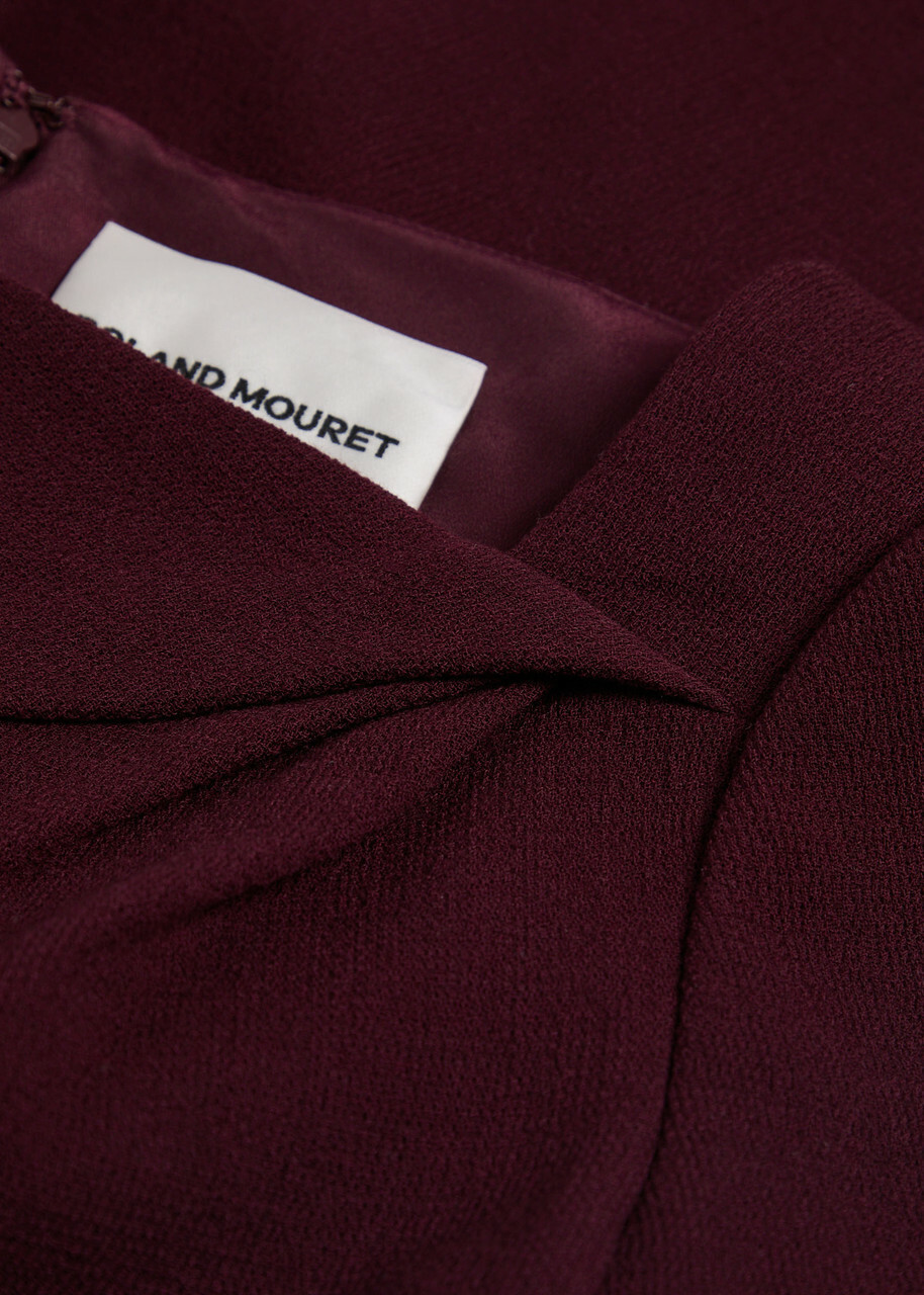 Roland Mouret Belted Wool-crepe Dress Burgundy