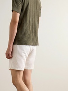 Mr P. - Straight-Leg Pleated Cotton and Linen-Blend Twill Shorts - White