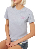 MC2 Saint Barth Woman Cotton Jersey Crewneck T-shirt Emilie With La Vedo Grigia Embroidery