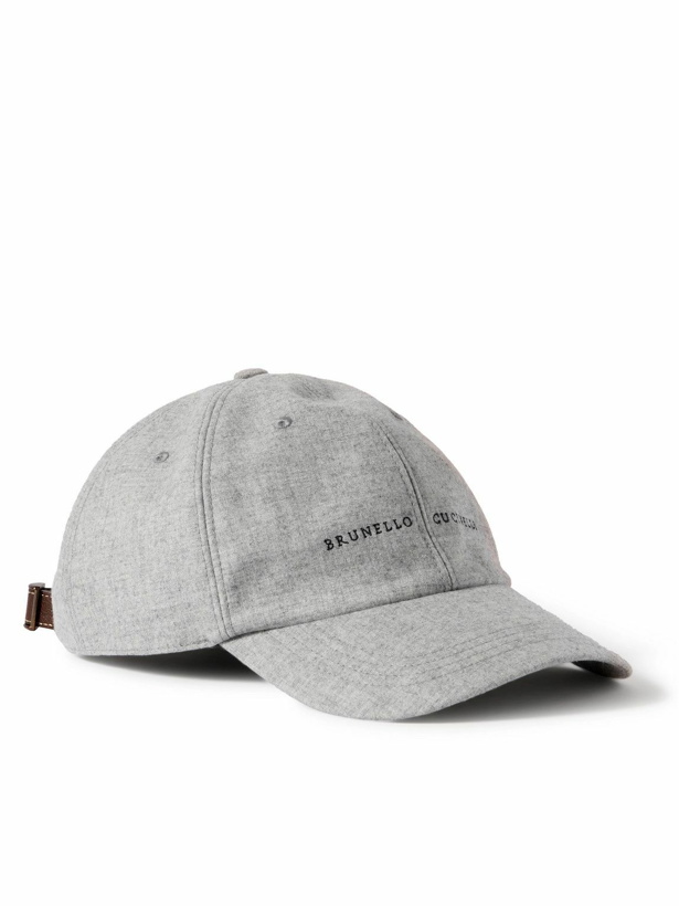 Photo: Brunello Cucinelli - Logo-Embroidered Cashmere and Silk-Blend Baseball Cap - Gray