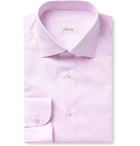 Brioni - Cutaway-Collar Striped Cotton-Poplin Shirt - Pink