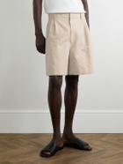Bottega Veneta - Straight-Leg Pleated Linen and Cotton-Blend Twill Shorts - Neutrals