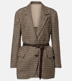 Brunello Cucinelli Belted checked wool and alpaca-blend jacket