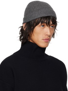 AURALEE Gray Wool Soft Cord Knit Beanie