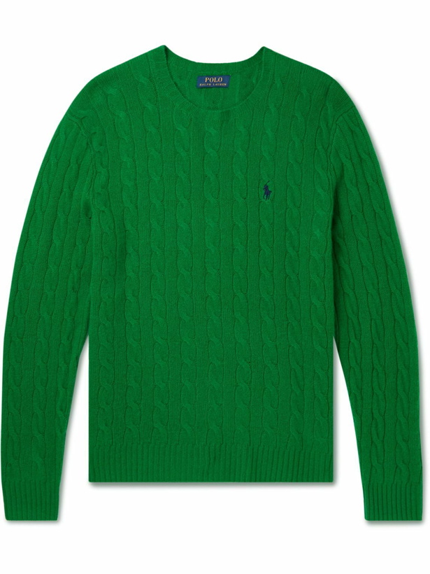 Photo: Polo Ralph Lauren - Cable-Knit Wool and Cashmere-Blend Sweater - Green