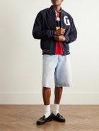 Golden Bear - Logo-Appliquéd Suede Varsity Jacket - Blue