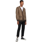 Wacko Maria Brown and Beige Leopard Jacquard Cardigan