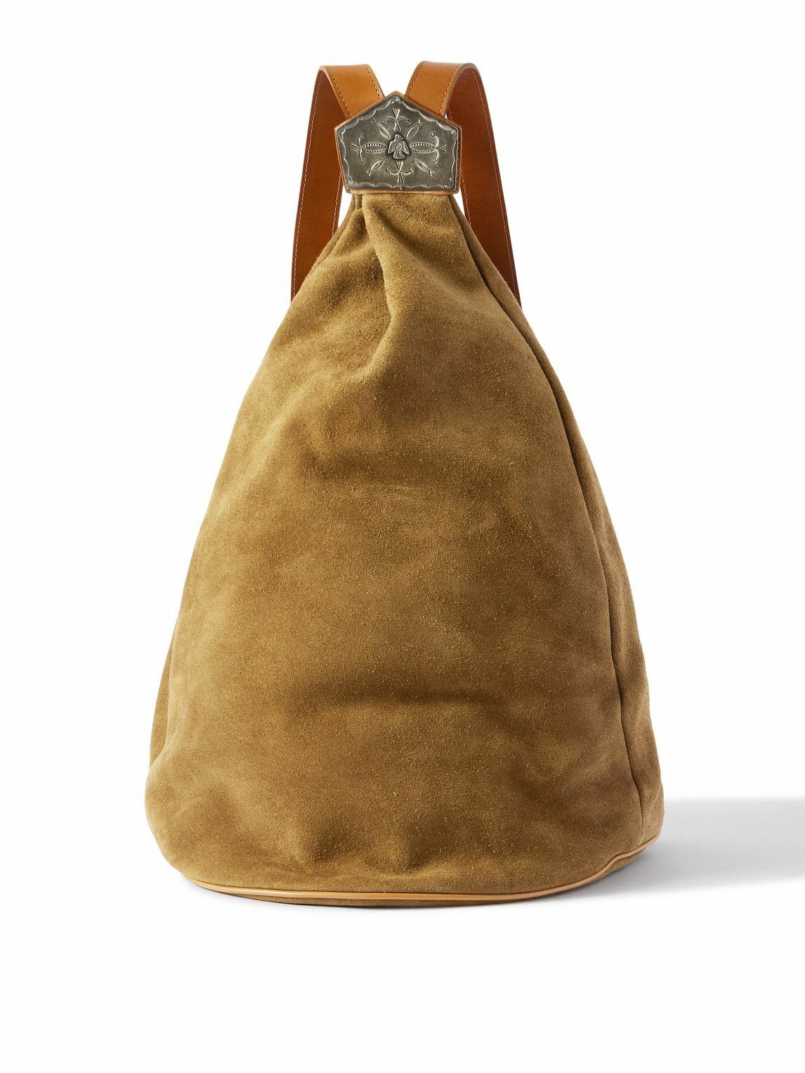 KAPITAL - Harvey Medicin Embellished Leather-Trimmed Suede Backpack