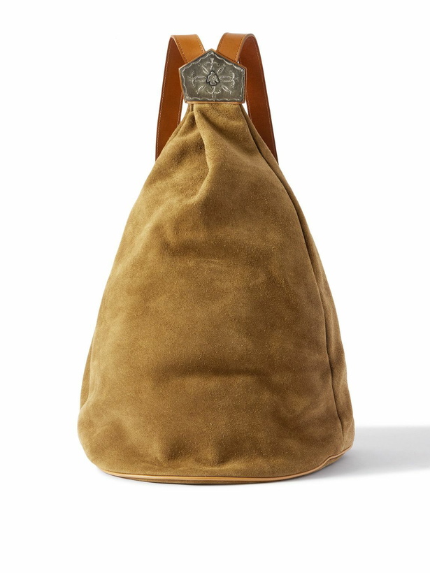 Photo: KAPITAL - Harvey Medicin Embellished Leather-Trimmed Suede Backpack