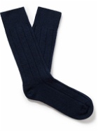 Anderson & Sheppard - Ribbed-Knit Socks - Blue