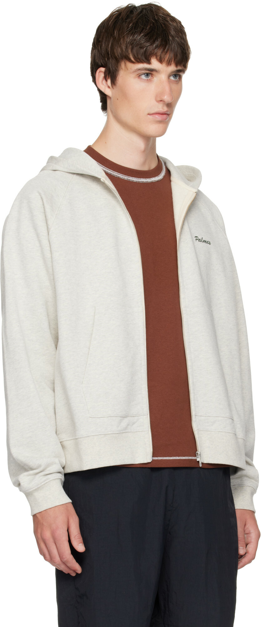Palmes Gray Logo Zip Hoodie