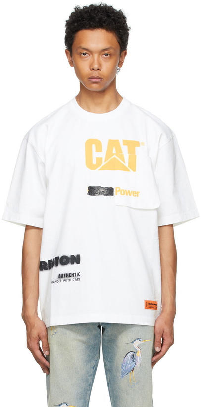 Photo: Heron Preston White Caterpillar Edition 'Power' T-Shirt