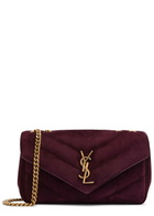 Saint Laurent Loulou Small Quilted Suede Shoulder bag - Burgundy - One Size