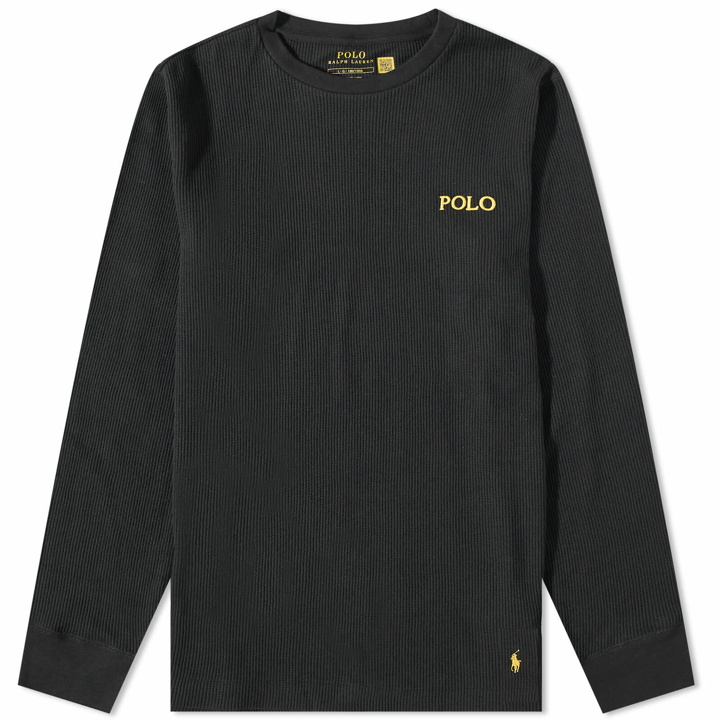 Photo: Polo Ralph Lauren Men's Long Sleeve Waffle Lounge T-Shirt in Polo Black