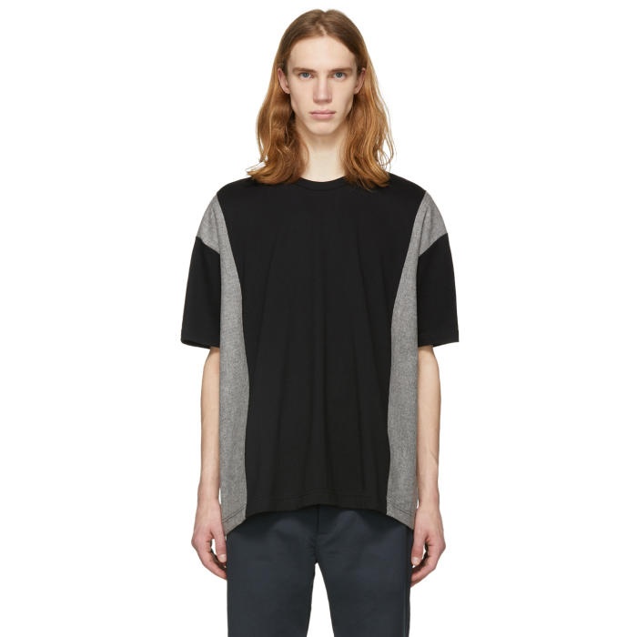 Photo: Comme des Garçons Homme Plus Black and Grey Colorblock T-Shirt