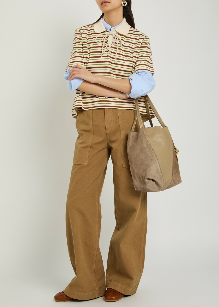 Moncler Wide-leg Canvas Trousers Brown
