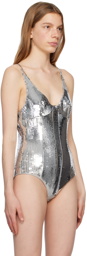 Paco Rabanne Silver Sequin Bodysuit