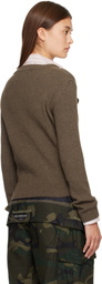 Andersson Bell Brown Hand Stitched Basic Cardigan