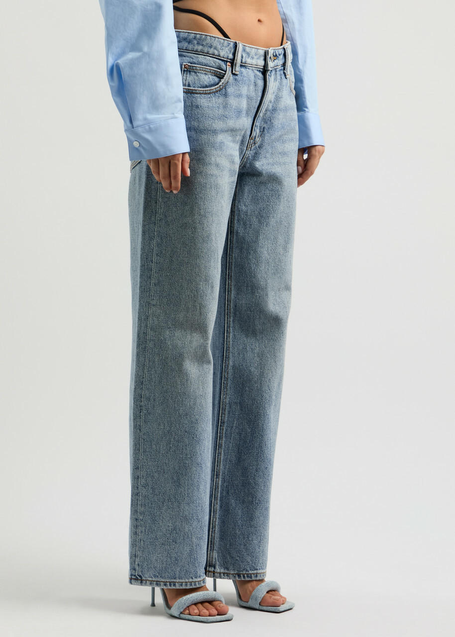Alexanderwang.t Thong-effect Straight-leg Jeans Light Blue