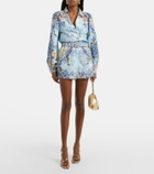 Camilla Belted floral linen shorts