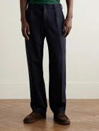 Portuguese Flannel - Pleated Wool Trousers - Blue