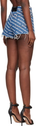 Alexander Wang Blue Denim Bite Logo Shorts