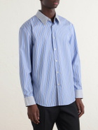 SAINT LAURENT - Striped Cotton-Poplin Shirt - Blue