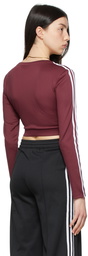 adidas Originals Burgundy Cropped Adicolor Classics Long Sleeve T-Shirt