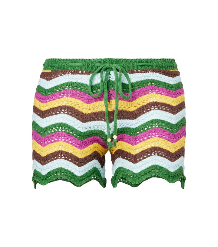 Photo: Bananhot Kim striped crochet cotton-blend shorts