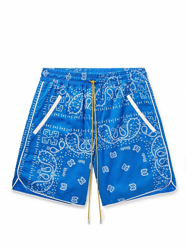 Photo: Rhude - Straight-Leg Bandana-Print TENCEL™-Twill Drawstring Shorts - Blue