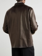 Dunhill - Nehru-Collar Leather Driving Jacket - Brown