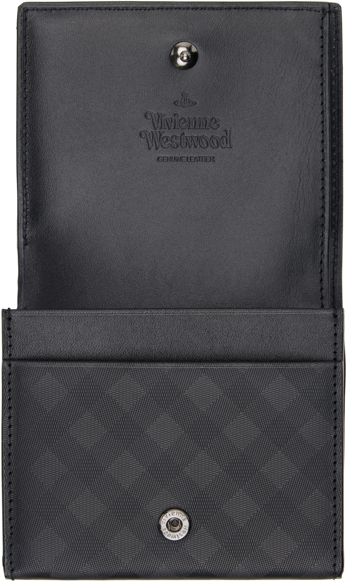 ★Vivienne Westwood★ Small Flap Wallet Black 5115002UWL001N Crocodile Slim Flap Card Holder in BLACK | Vivienne Westwood®
