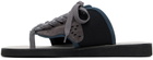 Acne Studios Black & Gray Lace-Up Leather Sandals