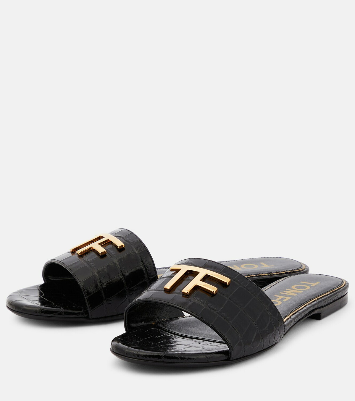 【送料&関税込】Tom Ford Embossed Flat Sandals Tom Ford Embellished croc-effect slides TOM FORD