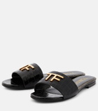 Tom Ford Embellished croc-effect slides