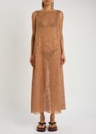 Bec & Bridge Margo Sequin-embellished Open-knit Maxi Dress Camel