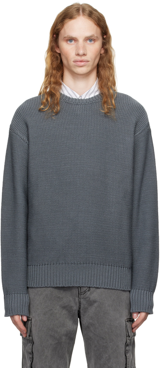 COOR Gray Crochet Crewneck Sweater