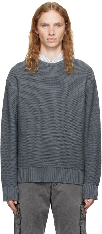 Photo: COOR Gray Crochet Crewneck Sweater
