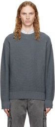 COOR Gray Crochet Crewneck Sweater