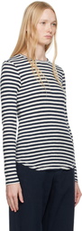 YMC Navy & White Earth Stripe T-shirt
