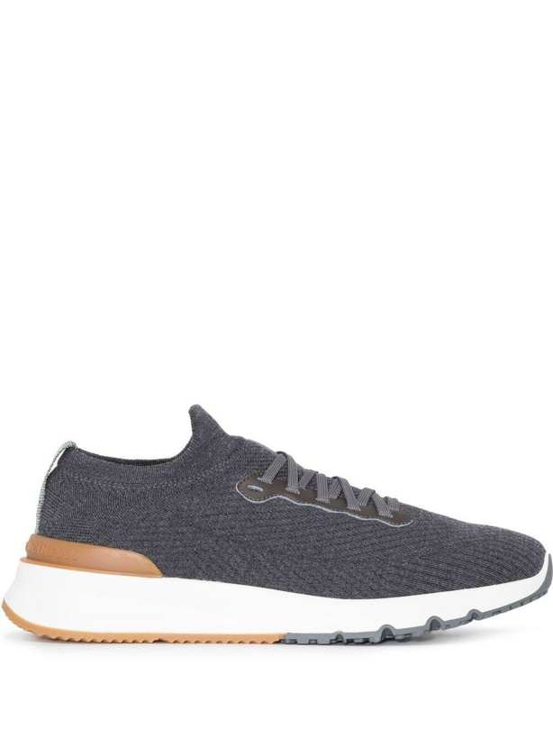 Photo: BRUNELLO CUCINELLI - Knitted Lace Up Sneakers