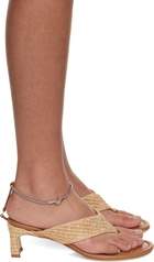 BY FAR Tan Dasha Raffia Heeled Sandals
