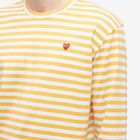 Comme des Garçons Play Men's Long Sleeve Stripe Contrast Sleeve Te in Yellow/White