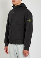 Stone Island Logo-appliquéd Water-resistant Hooded Soft Shell Jacket Black