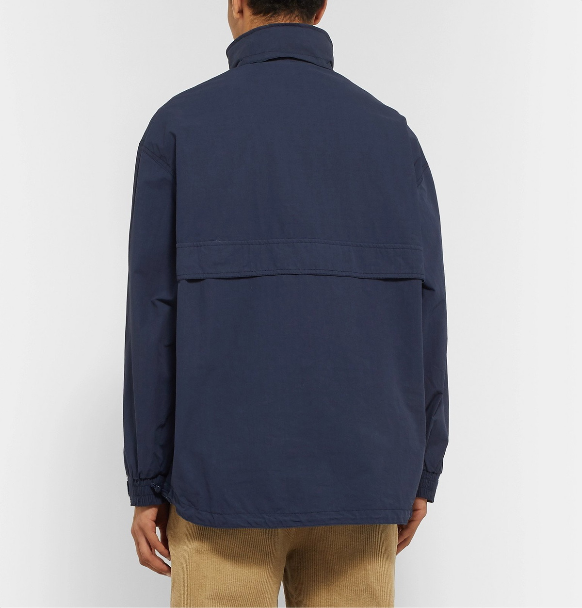 Adsum - Embroidered Cotton Hooded Half-Zip Jacket - Blue Adsum