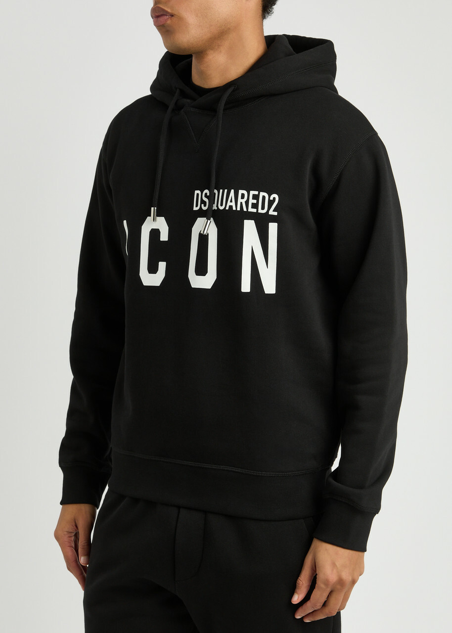 DSQUARED2 Logo-print Hooded Cotton Sweatshirt Black