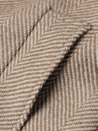 Richard James - Belted Herringbone Virgin Wool Coat - Brown