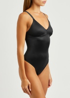 Spanx Shaping Satin Thong Bodysuit Black