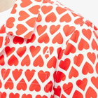 AMI Men's Heart Print Vacation Shirt in Scarlet Red/White