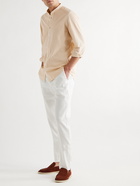 BOGLIOLI - Grandad-Collar Striped Cotton-Seersucker Shirt - Neutrals